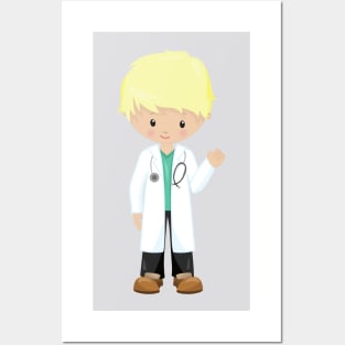 Doctor, Lab Coat, Medicine, Cute Boy, Blond Hair Posters and Art